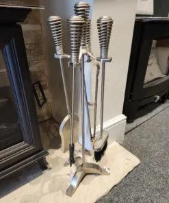 Spiral Handled Brushed Silver Companion Set